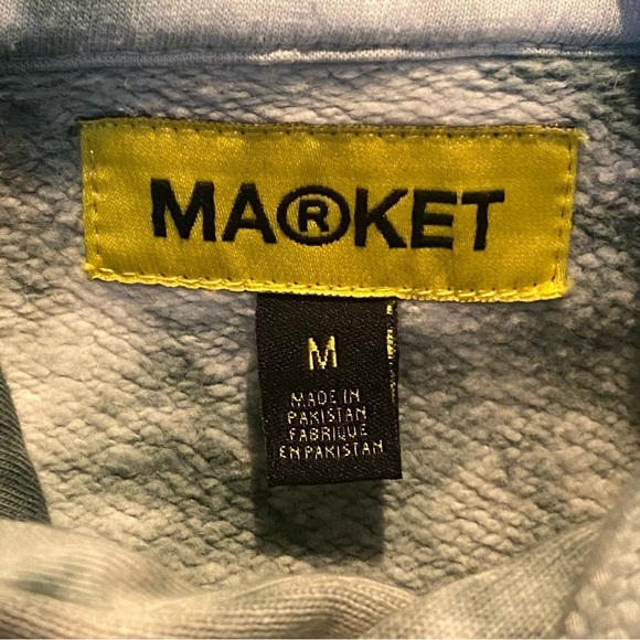 Chinatown MARKET Green Tie Dye Smoke Cloud Pocket Arc Hoodie Sweatshirt-Medium - Picture 6 of 7